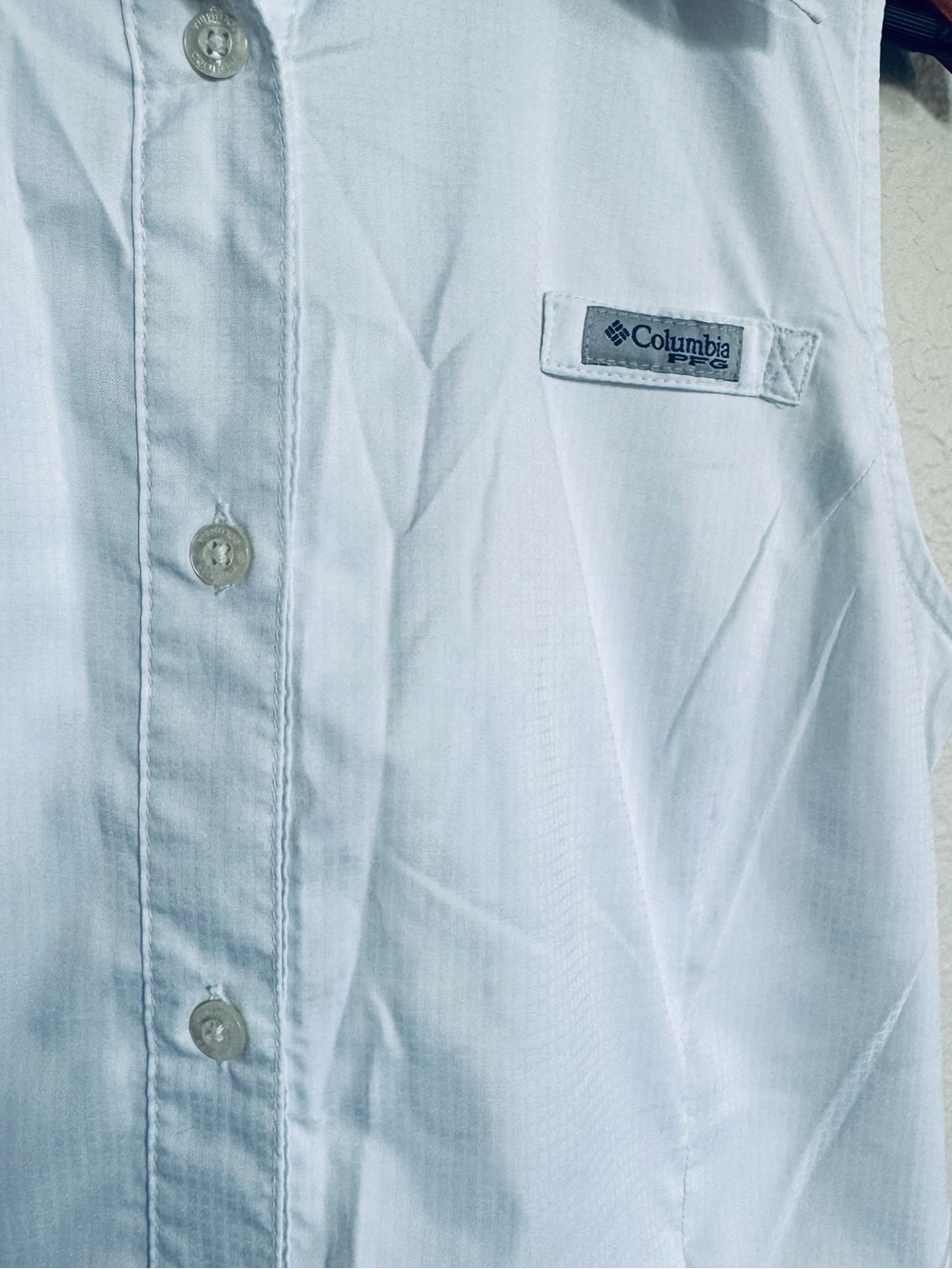 Columbia PFG Sleeveless White Button Down Top S - Picture 2 of 4